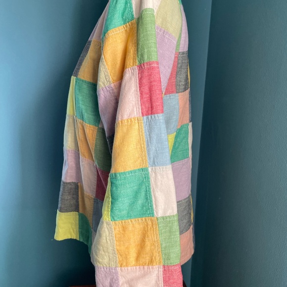 Orvis Vintage Patchwork Shirt Jacket Collarless Lined 100% Cotton size 8 - Picture 4 of 14